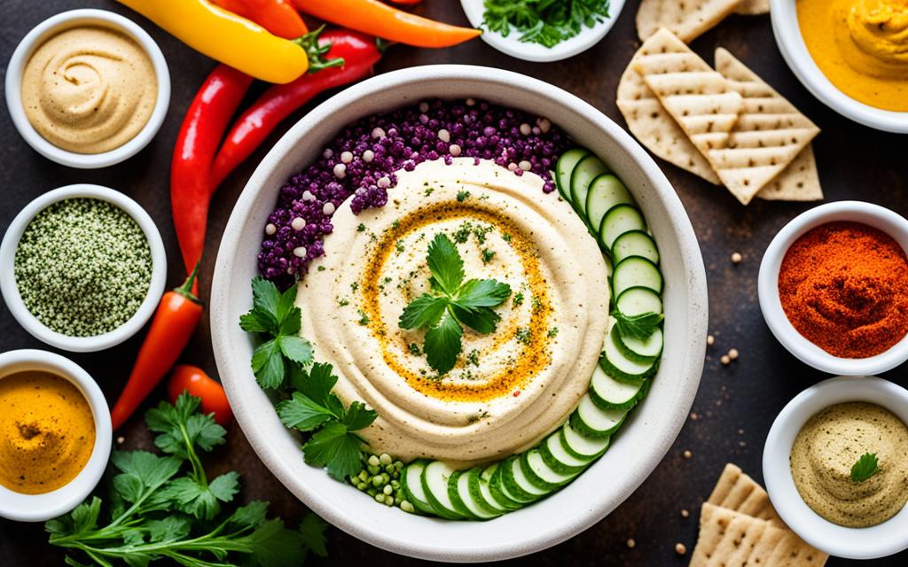 Spices and herbs hummus pairing